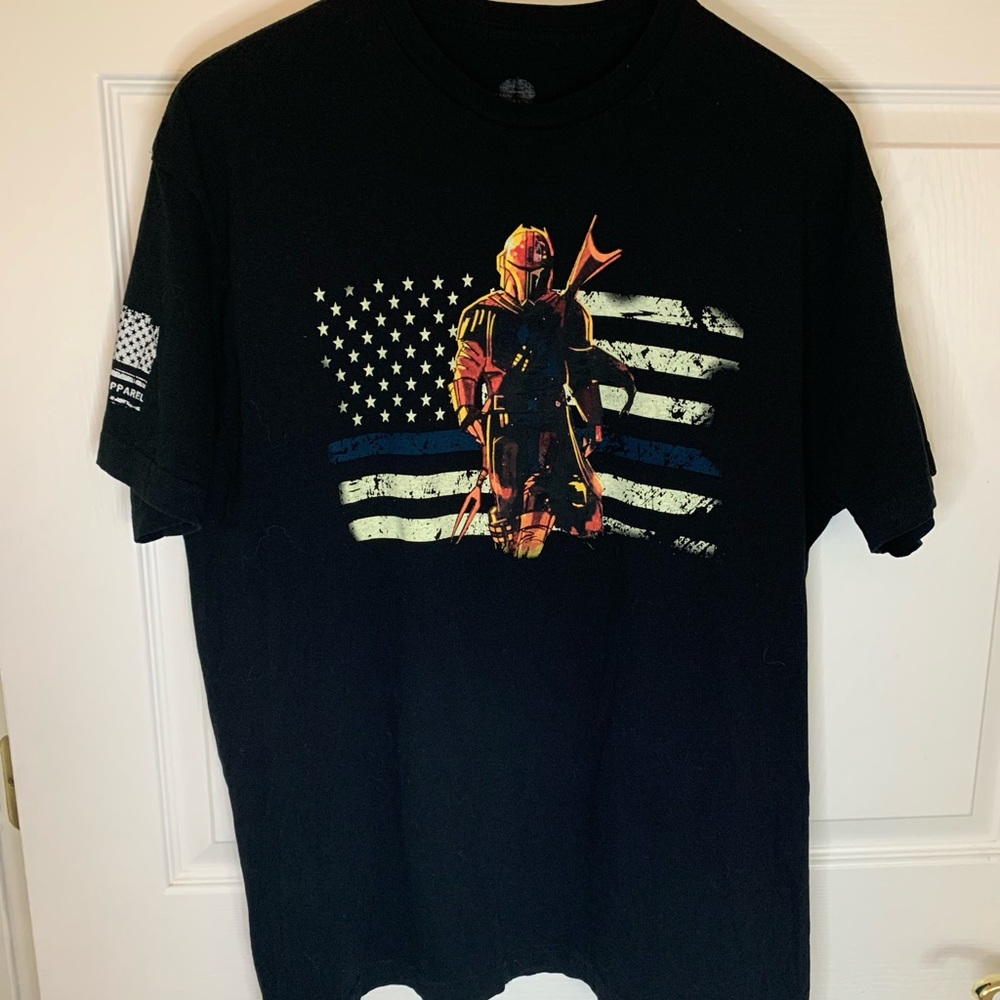 American Spartan Apparel Star Wars Mandalorian USA Flag T-Shirt